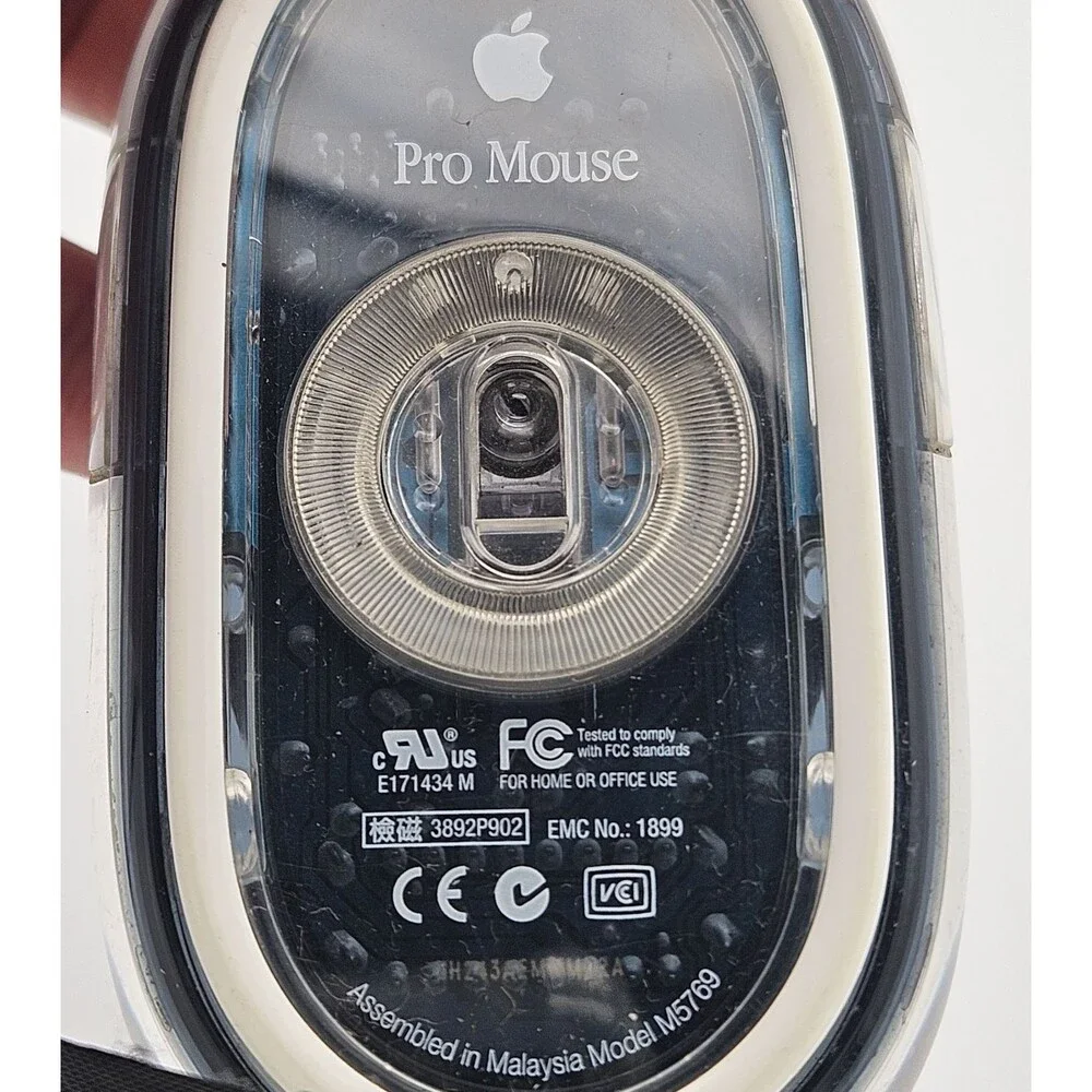 Apple Pro Mouse M5769 Wired USB Optical Mouse Clear Black Vintage Tested
